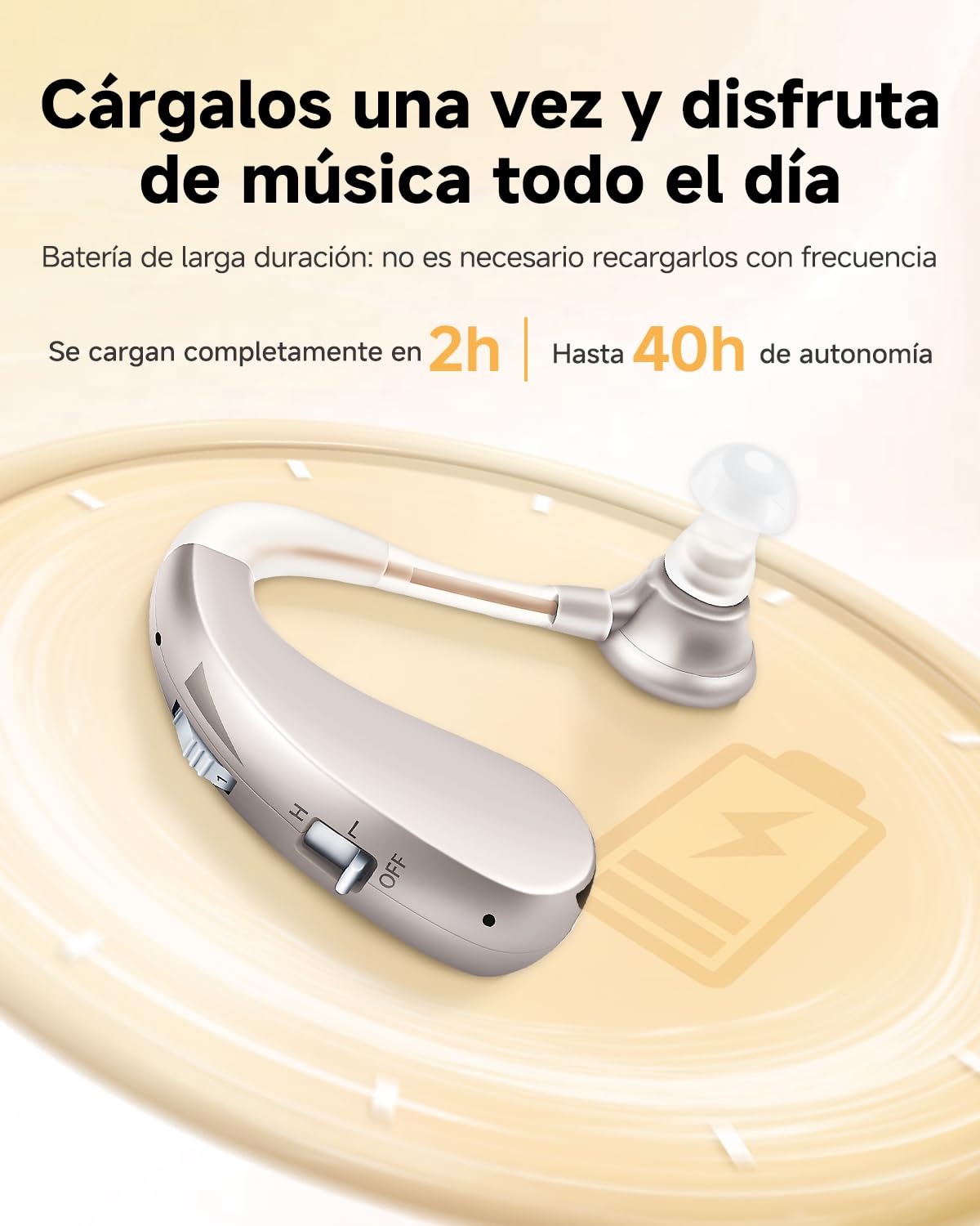 Britzgo 1204 Audífonos Recargables para Personas Mayores, Voces Claras y Naturales, Reducción Inteligente de Ruido, Cómodos y Ligeros, Hasta 40H de Uso, Diseño Discreto con 1 Año de Reemplazo Gratuito