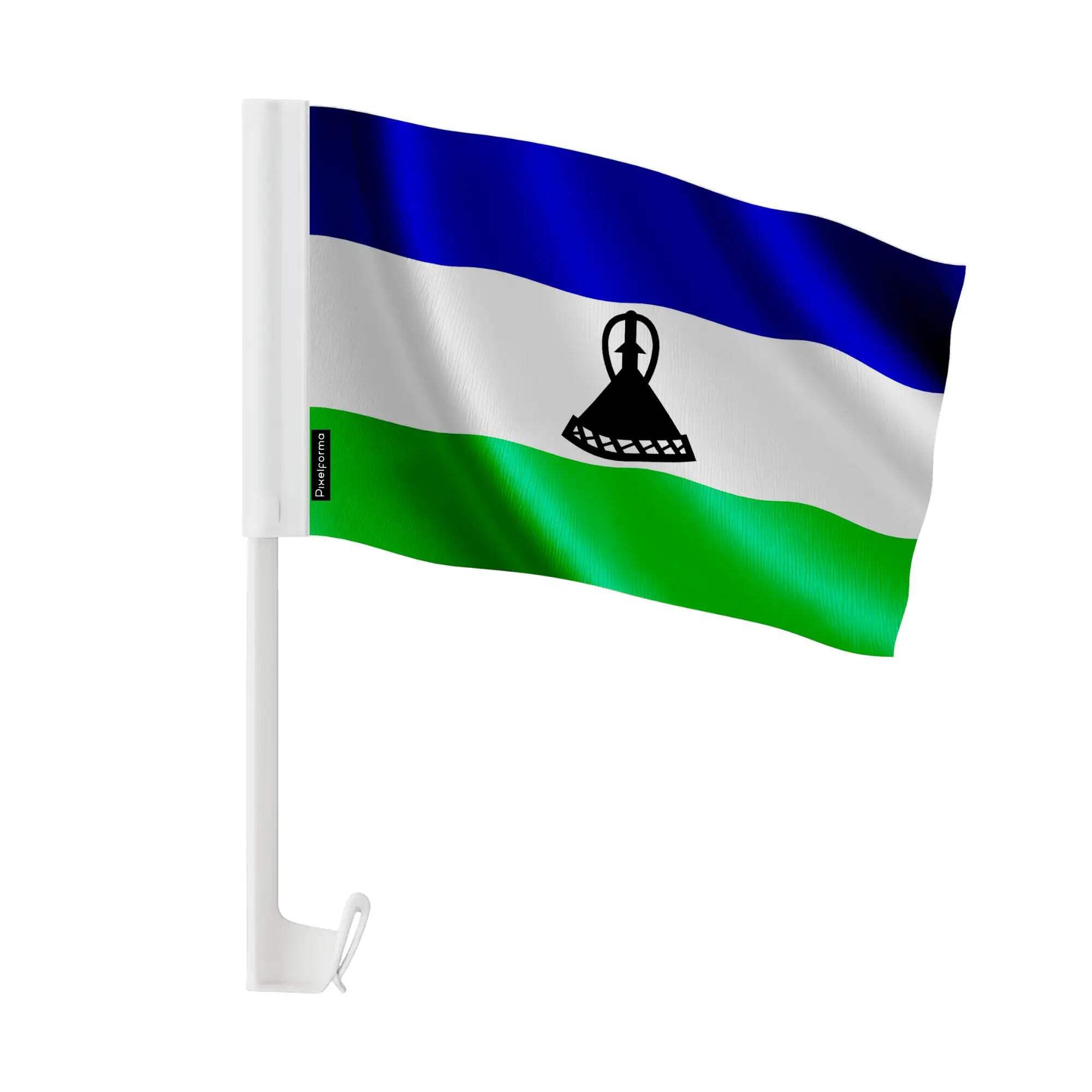 Drapeau voiture Lesotho 30x45cm pour équiper une flotte de véhicules de défilé
