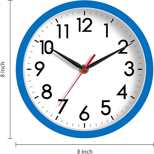 Miniatura 231 de AKCISOT Reloj de pared, moderno y pequeño, funciona con pilas, de 8 pulgadas, silencioso, analógico, clásico, para oficina, hogar, baño, cocina