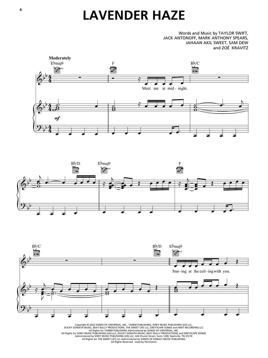 Taylor Swift - Midnights: Piano/Vocal/Guitar