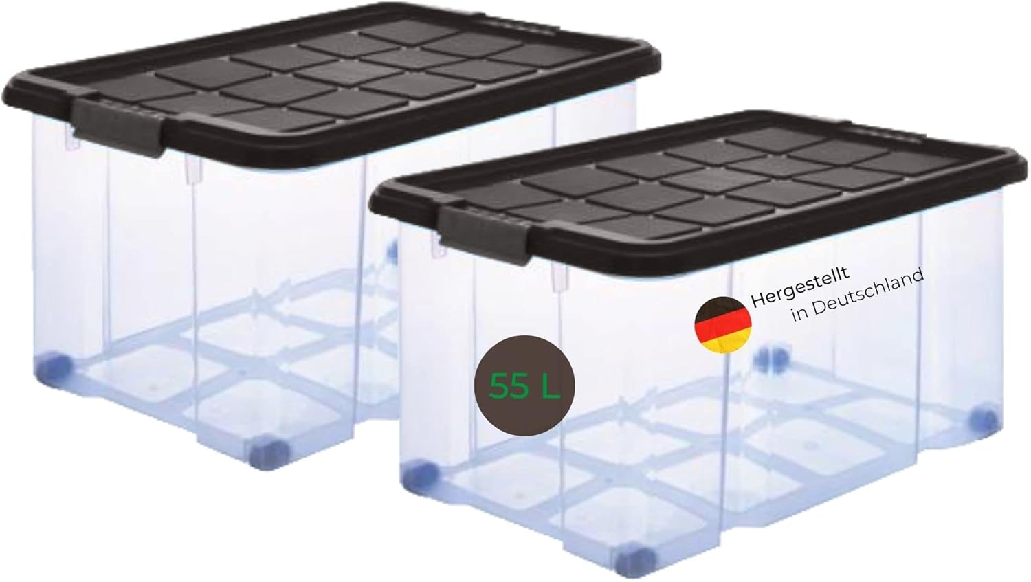 Novaliv Eurobox with Lid, Wheels, 55 L, 61 x 40 x 34 cm