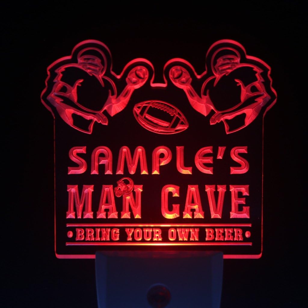 ADVPRO wsqa-tm Name Personalized Custom Man Cave Football Bar Beer Day/Night Sensor LED Sign
