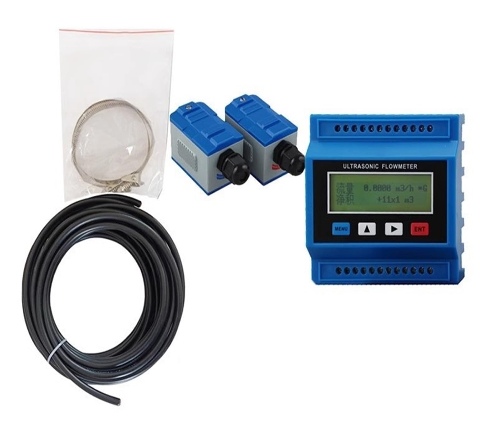 Electromagnetic Flow Meter, Modular Ultrasonic Flow Meter - Clamp On Type for Sewage and Pure Water Pipeline Volumetric Measurement(DN50)