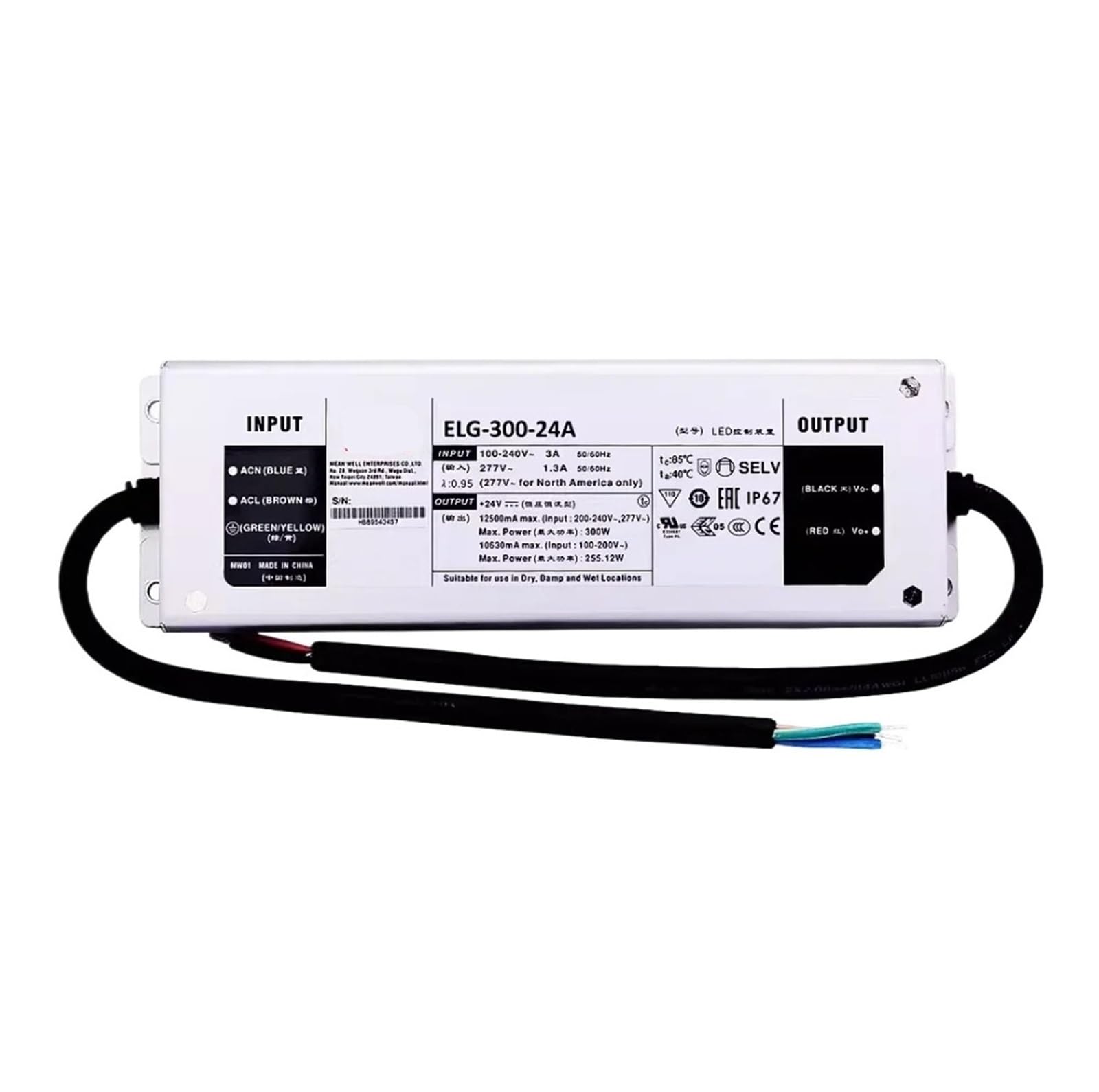 SWEWDSQG ELG-300 Waterproof constant current drive 12/24 Switching power supply ELG-300-12A ELG-300-24A 300W(ELG-300-24A)