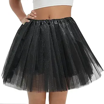 Women's 5-Layer Tulle Tutu Skirt, Adult Dance Ballet Tulle Dress,Teens Halloween Cosplay Running Tutu
