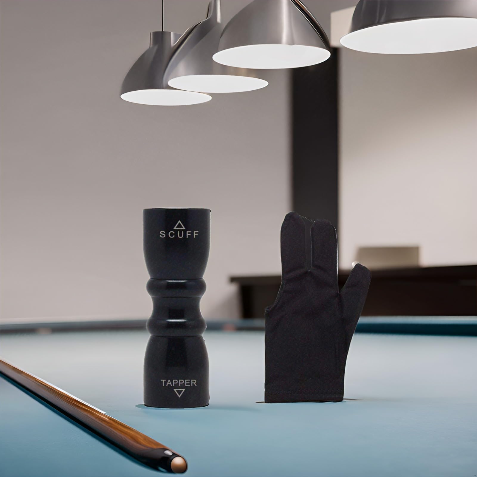 ABA Snooker Glove 3 Finger Billiard Black Glove for Snooker Billiard Pool Cue Tip Stick Shaper Repair Tools w Shaper Scuffer Tips Pick Aerator (Black)
