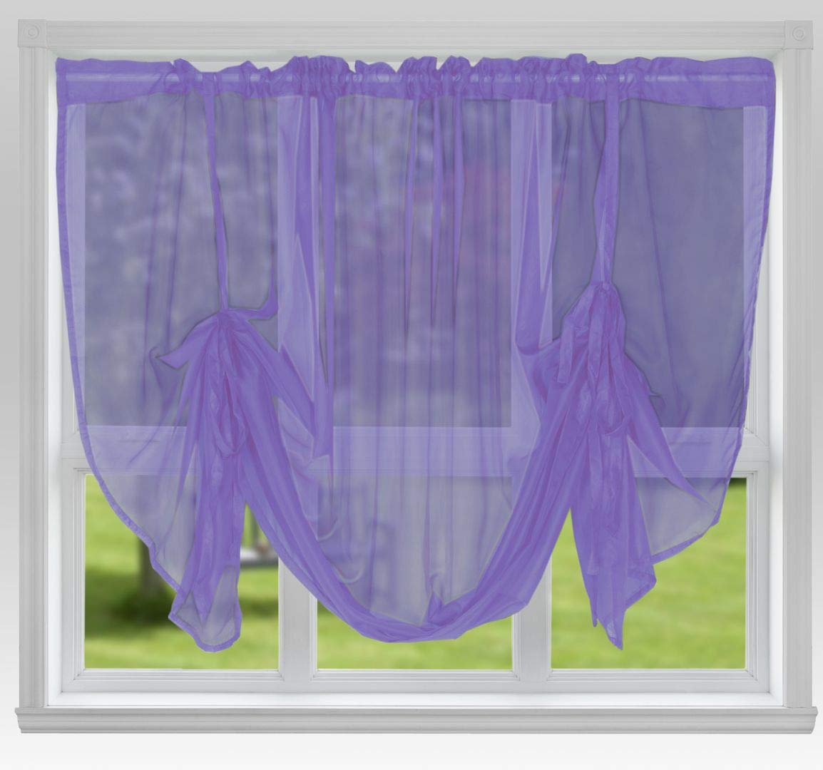 John Aird Voile Tie Blind Curtain Panels 58" Wide x 48" Drop (Lilac)
