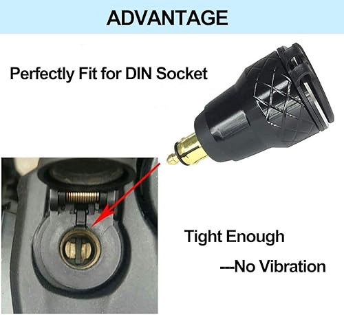 Miniatura 4 de iMESTOU Cargador de alimentación DIN a USB dual para motocicleta, carga rápida, adaptador USB 3.0 DIN de aluminio con voltímetro compatible con BMW