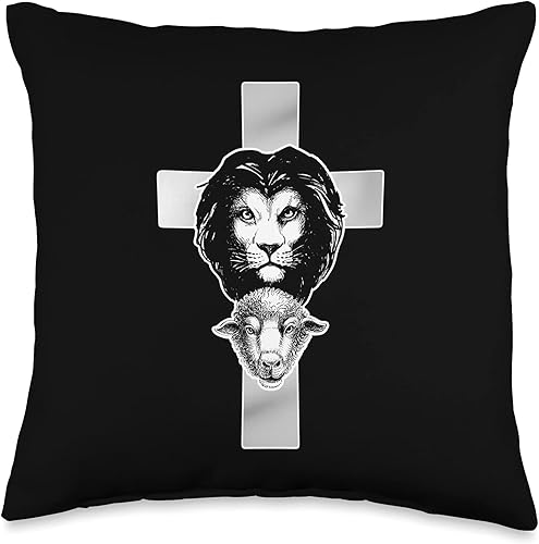 Miniatura 5 de Christian Jesus Lion And Lamb Almohada de God Cross The Christ, 18 x 18 pulgadas, multicolor