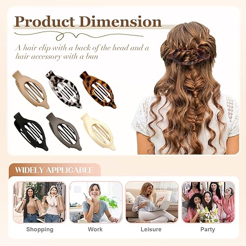 Miniatura 2 de Pinzas planas para el cabello para mujer, pinzas francesas para cabello grueso, fino, largo y corto, clips de pico de pato, accesorios de peinado de