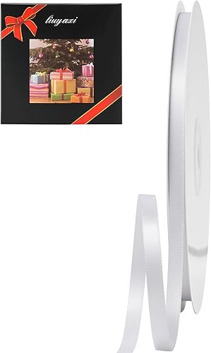 Miniatura 51 de LIUYAXI Cinta de satén roja de doble cara, 1/4 pulgadas x 50 yardas continuas, cintas finas perfectas para envolver regalos, tarjetas de invitación