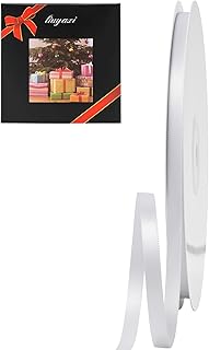 LIUYAXI White Double Faced Satin Ribbon, 1/4" X Continuous 50 Yards, Thin Ribbons Perfect for Gift Wrapping Wedding Invita...