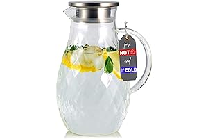 Borosilicate Glass Pitcher: Crystal Clear Carafe with Unique Diamond Pattern for Refreshing Beverages