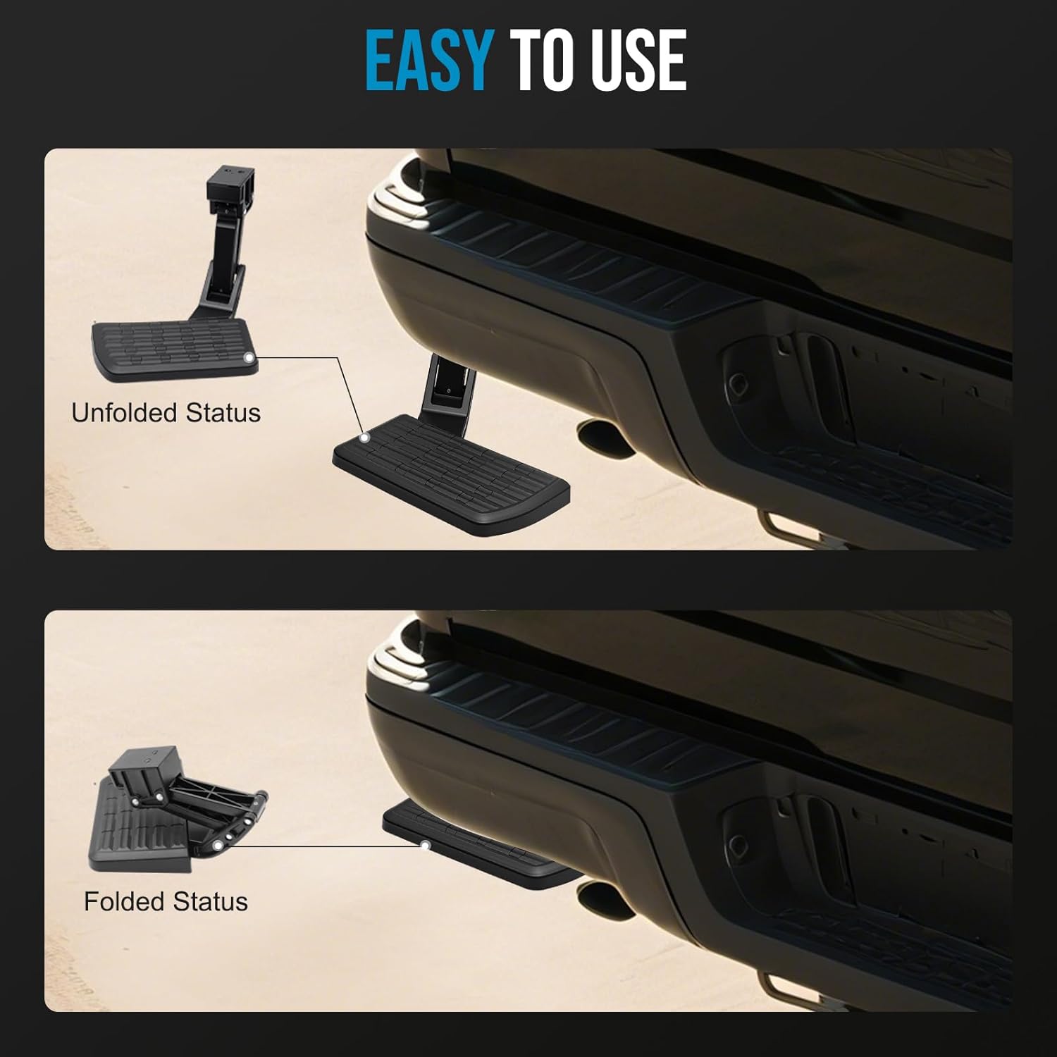 Retractable Rear Bed Step for 2009-2018 Ram 1500,Ram 2500 3500 (Not Compatible with Dual Exhaust and Ecodiesel), Retractable Bumper Side Truck Tailgate Step,Replace#75306-01A