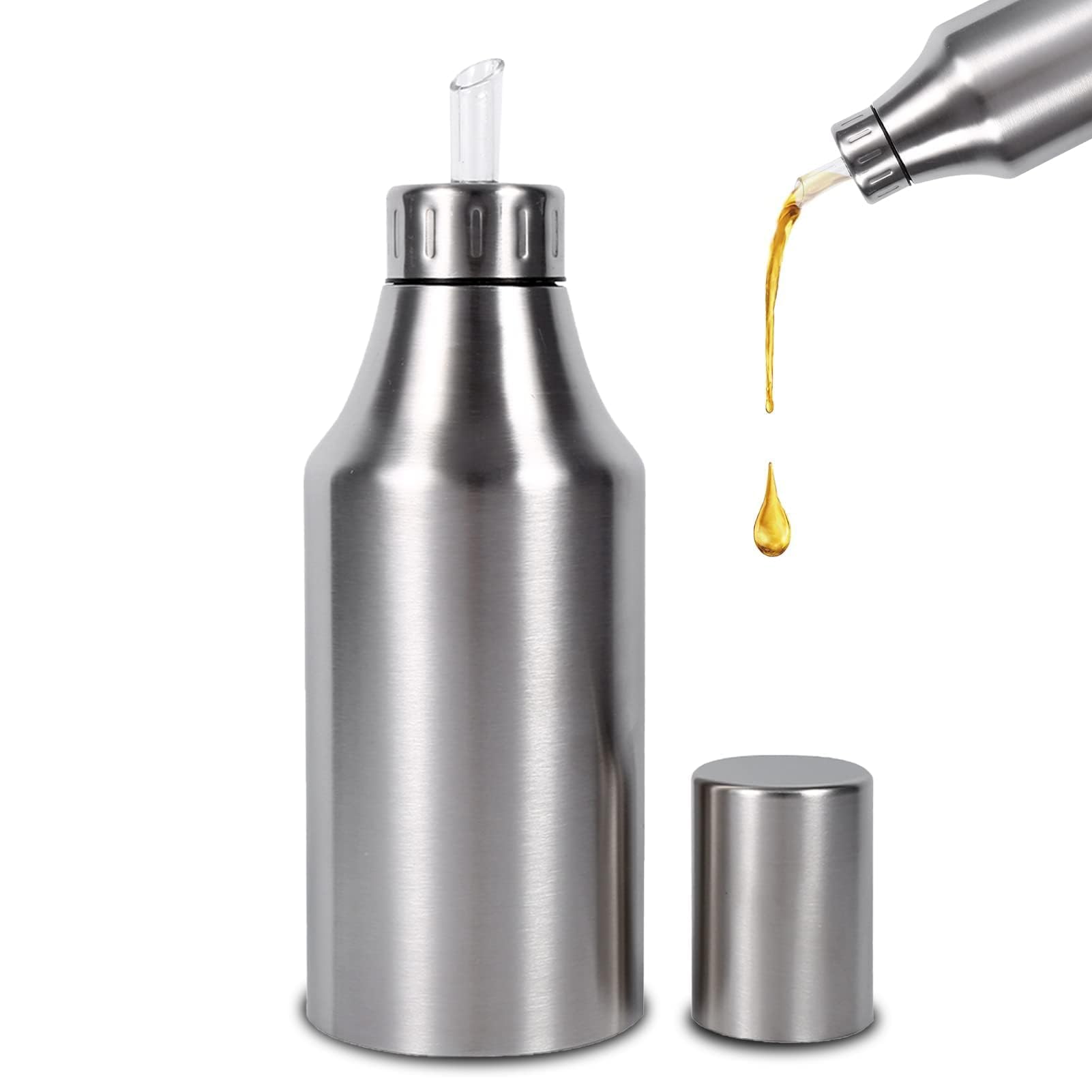 HERCHR Oil Dispenser Bottle, 34oz Stainless Steel Olive Oil Bottle Leak Proof Olive Oil Decanter for Kitchen Oil Bottles Stainless Steel Leak Proof Olive Oil Decanter
