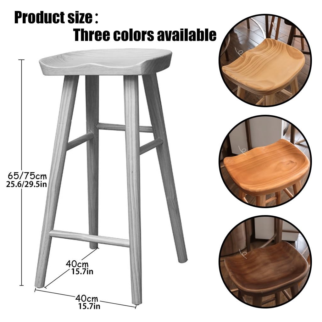 Taburetes de bar de madera con reposapiés, sillas para cocina, cafetería, pub, mostrador de desayuno, acabado natural, muebles de comedor casuales