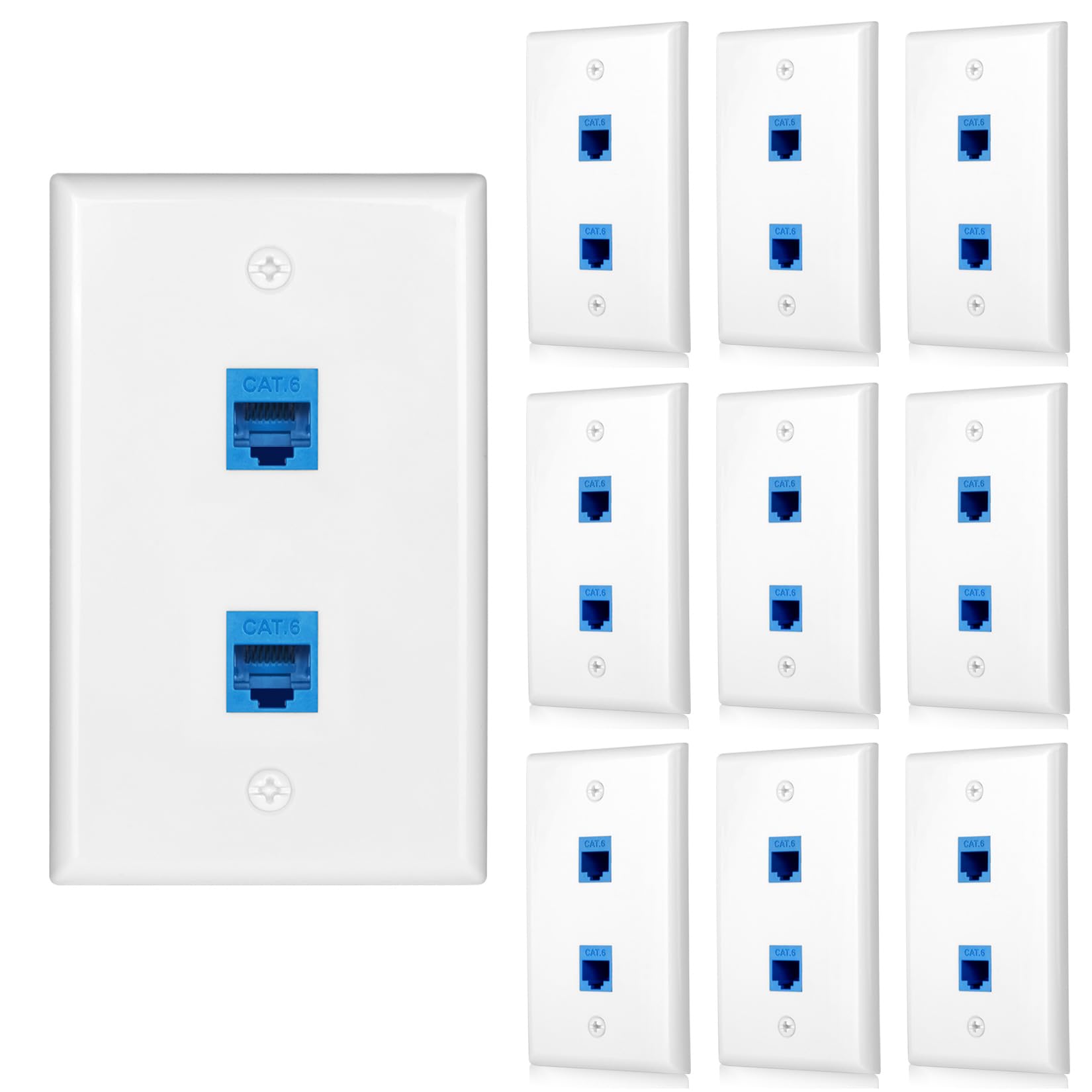 Placas de pared Ethernet Cat6 de 2 puertos con acoplador RJ45 hembra a hembra doble