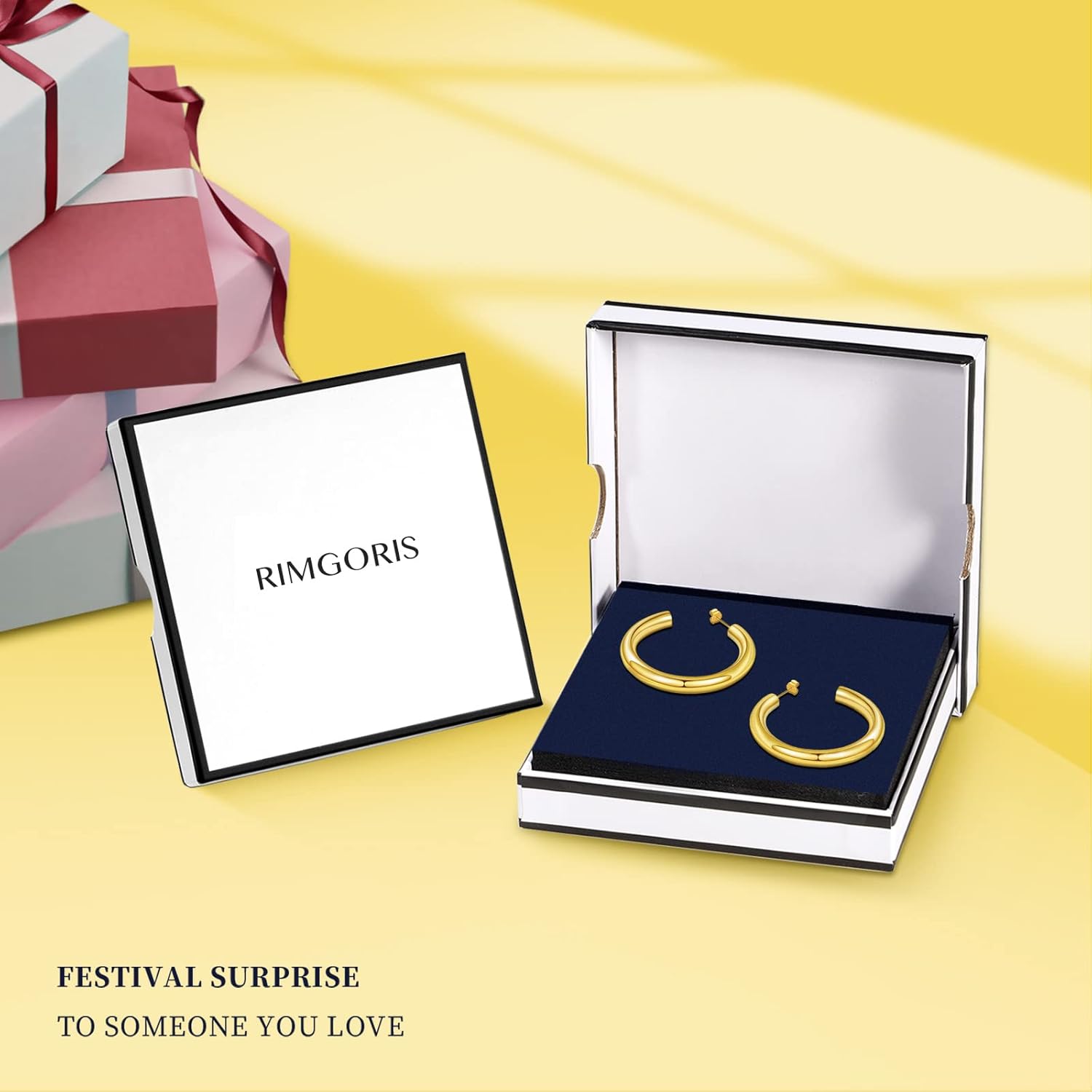 NINGAN Earrings for Women Gold Hoop Earrings Lightweight Large Tubular Hoops Jewelry Gifts - Image 6