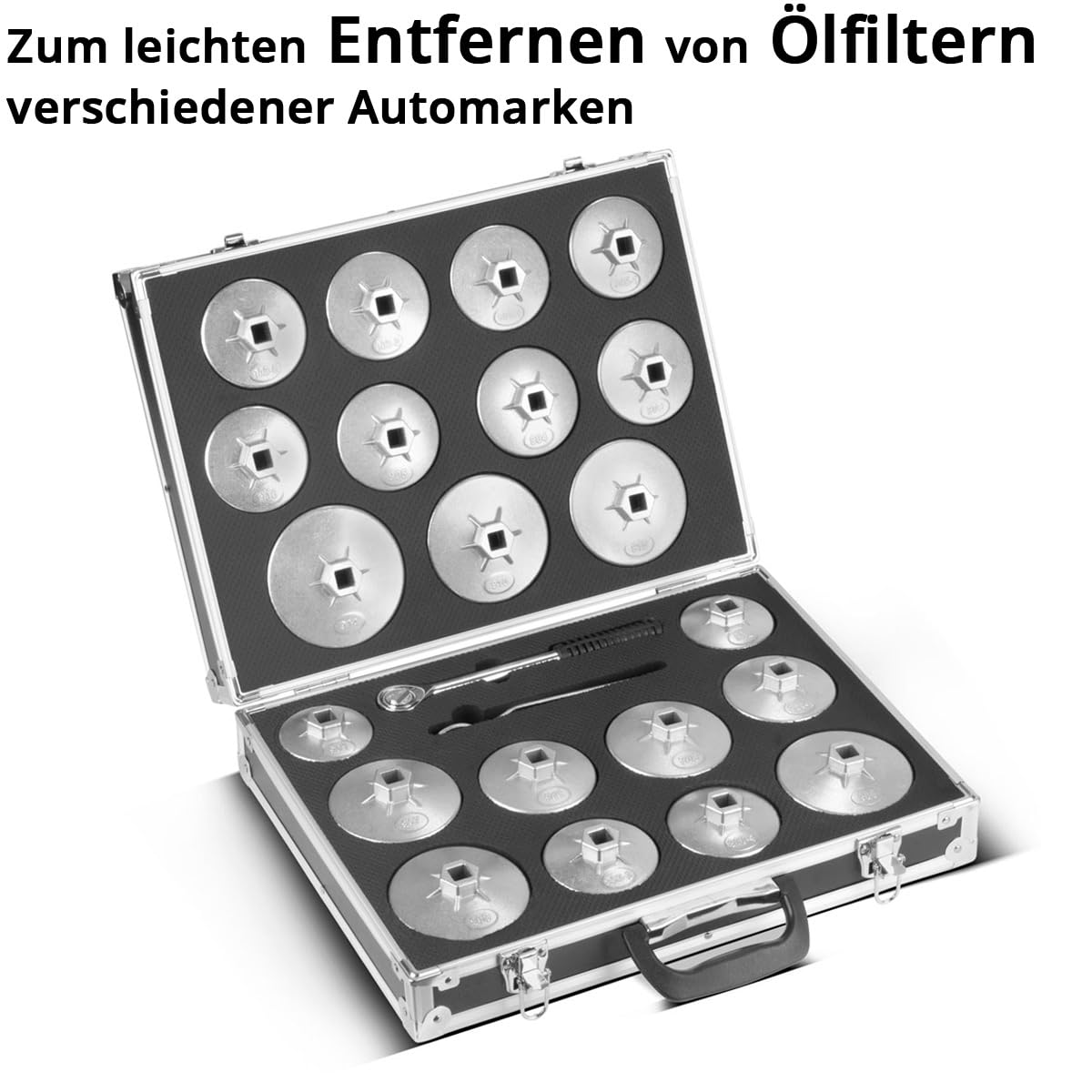 23tlg Alu ölfilterkappen Satz Set ölfilterwerkzeug Ratchet