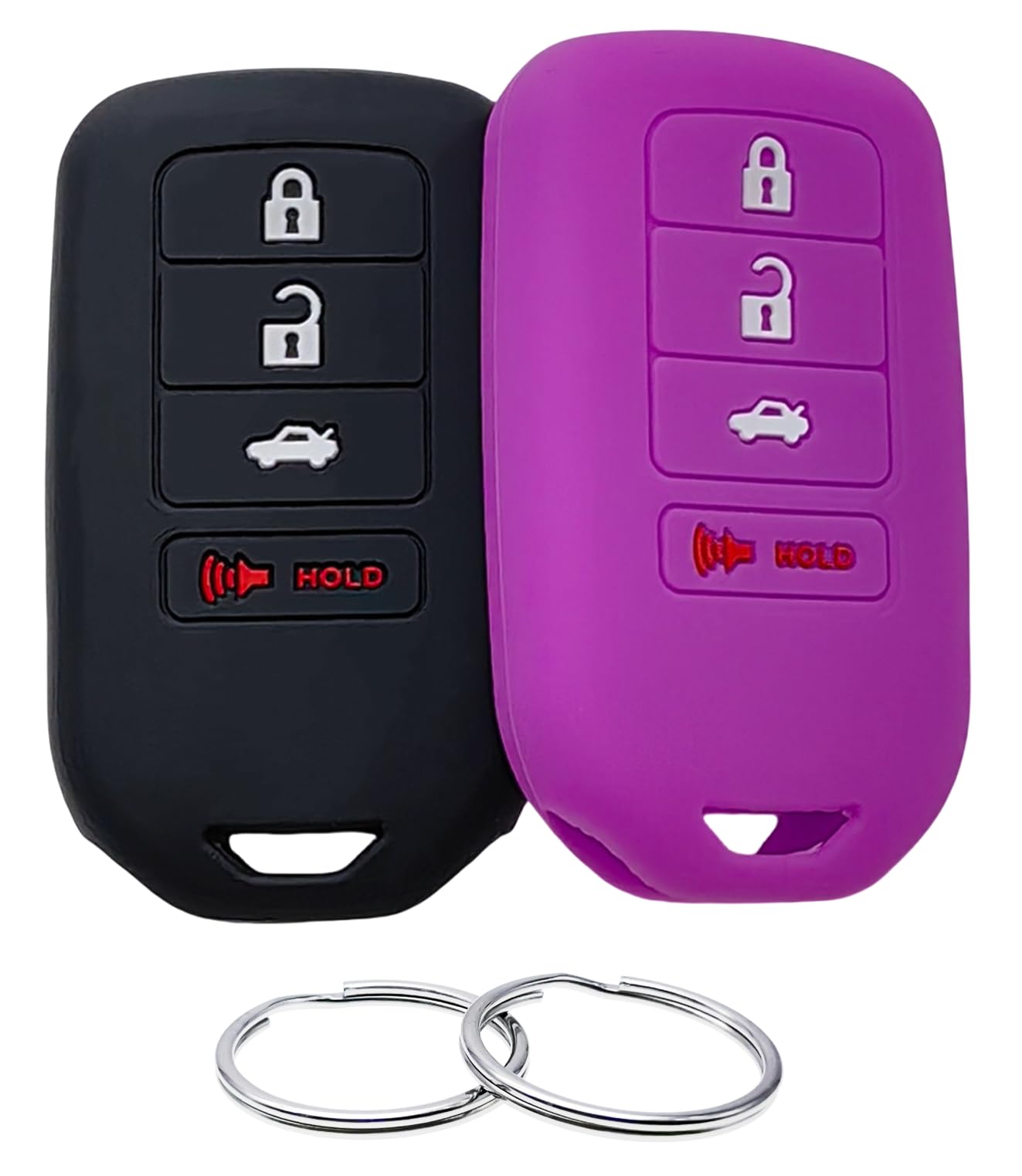 REPROTECTING Silicone Rubber Key Fob Cover Compatible with 2013-2021 Honda Accord CR-V Civic Fit HR-V Odyssey Pilot Ridgeline (Not Fit Straight Key) (