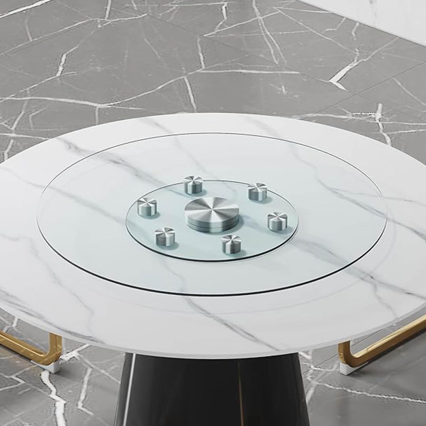 Grande Vassoio Girevole Rotondo in Vetro Resistente Lazy Susan, con Sistema di Assistenza Silenzioso Girevole, Piatto da Portata, Rotazione fluida, centrotavola Girevole in Vetro (Dimensioni