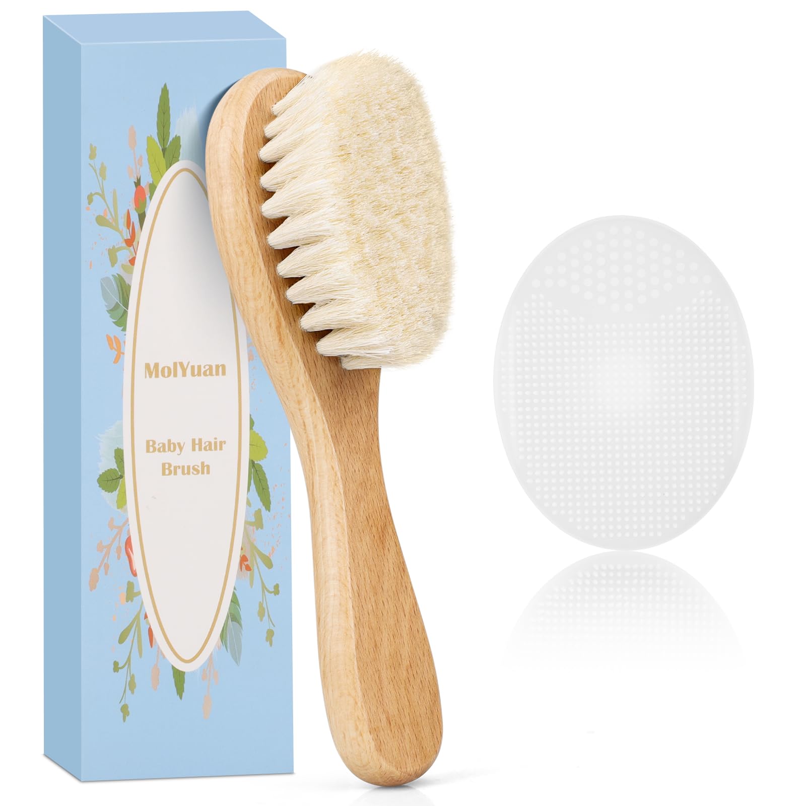 Brosse Bébé Molylove En Poils De Chèvre Et Bois Naturel - Idéale Pour Croûtes De Lait Et Soins Doux