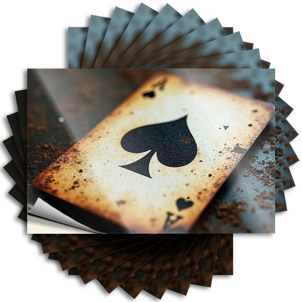 Backyard Accessories Tattoos Garage | Burnt Playing Card with Spades Symbol Neutral Interesting Sticker Pack(12X18CM)