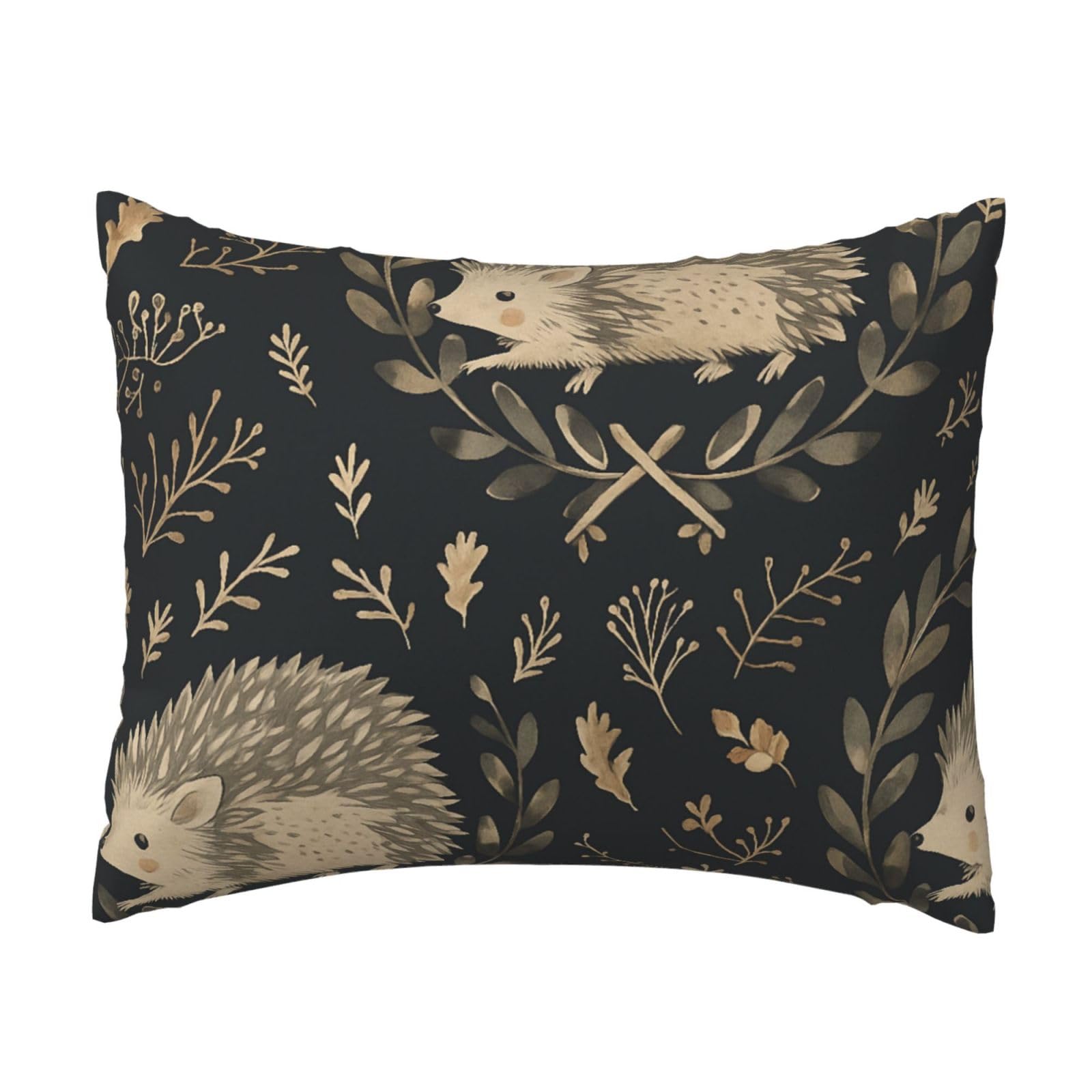 Hedgehog and Grass Ring Pillowcase Soft Plush with Zipper Decorative Pillowcovers 16x20 in
