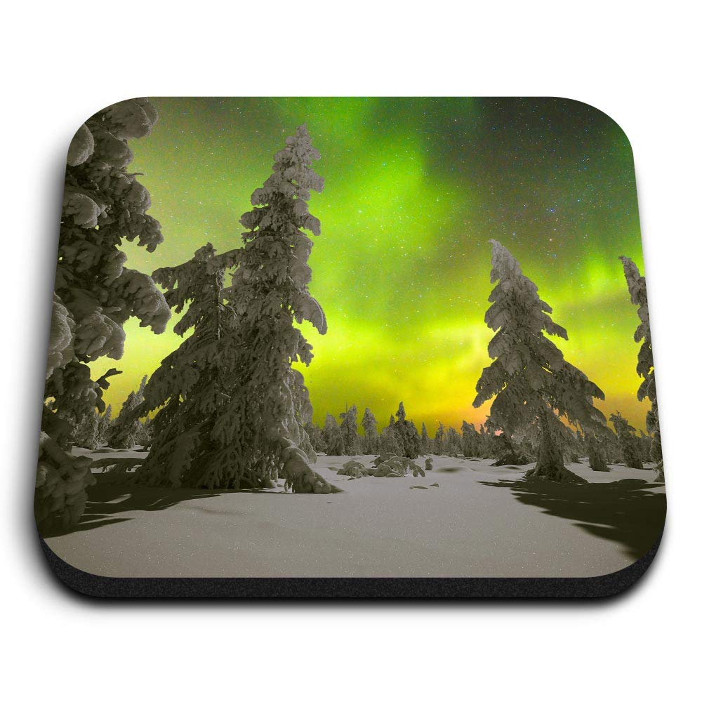 Destination Vinyl Ltd Multicolor 1 X Square Mdf Fridge Magnet - Polar Northern Lights Lapland Norway 16672