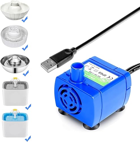Miniatura 8 de Bomba de fuente de agua para gatos, fuente para mascotas, bomba de repuesto sin luz LED, motor DR-DC160 para dispensador de bebidas para gatos de