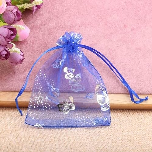YIPOCH 25/50pcs 12 Colors Butterfly Organza Gift Bags 7x9cm 9x12cm 13x18cm Jewelry Bags Candy Packaging Bags Drawstring Pouch