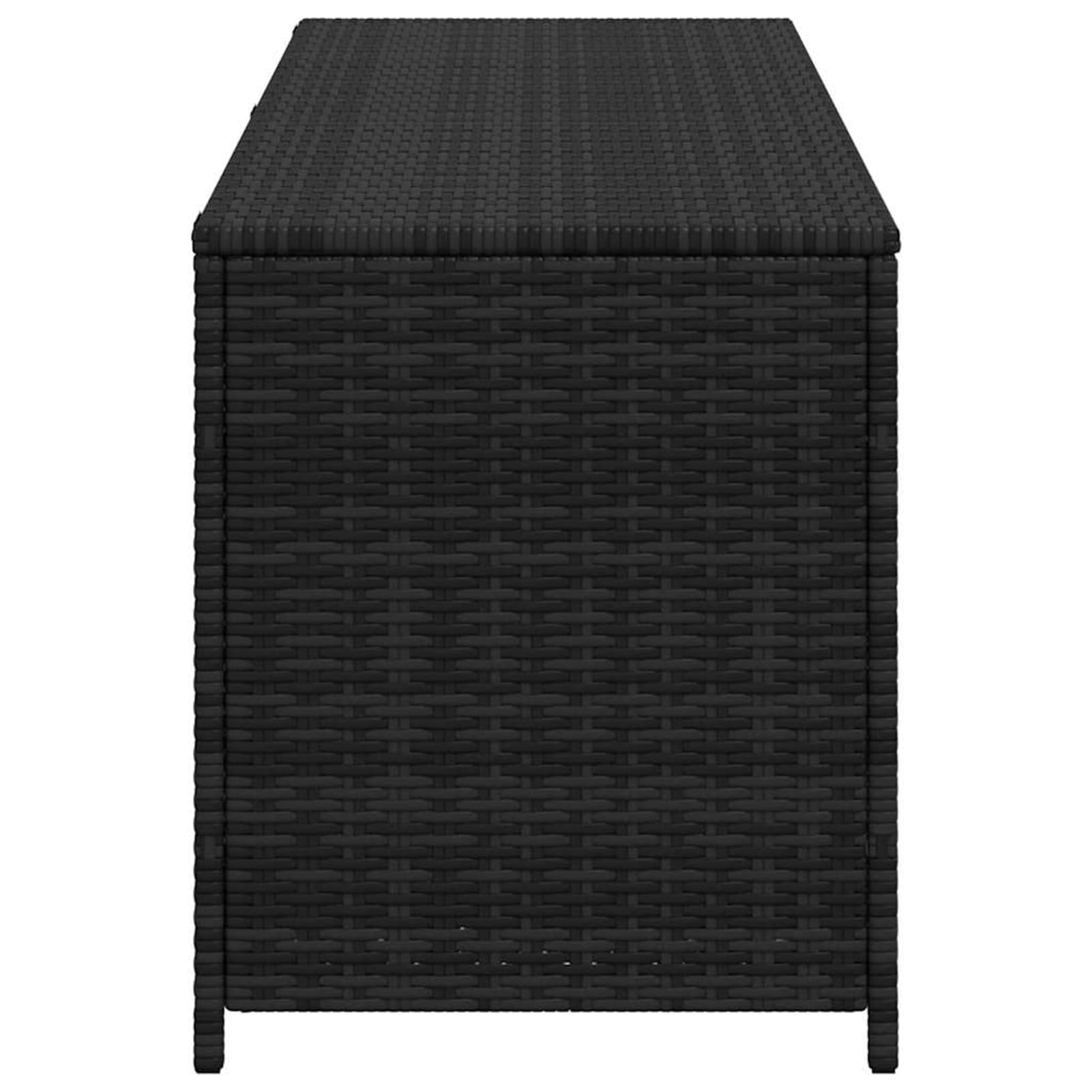 Homgoday Garten-Auflagenbox Schwarz 150x50x60 cm Poly Rattan Sitzbank Aufbewahrungsbox für Kissen Auflagen Decken Terrassenmöbel wetterfest 43134