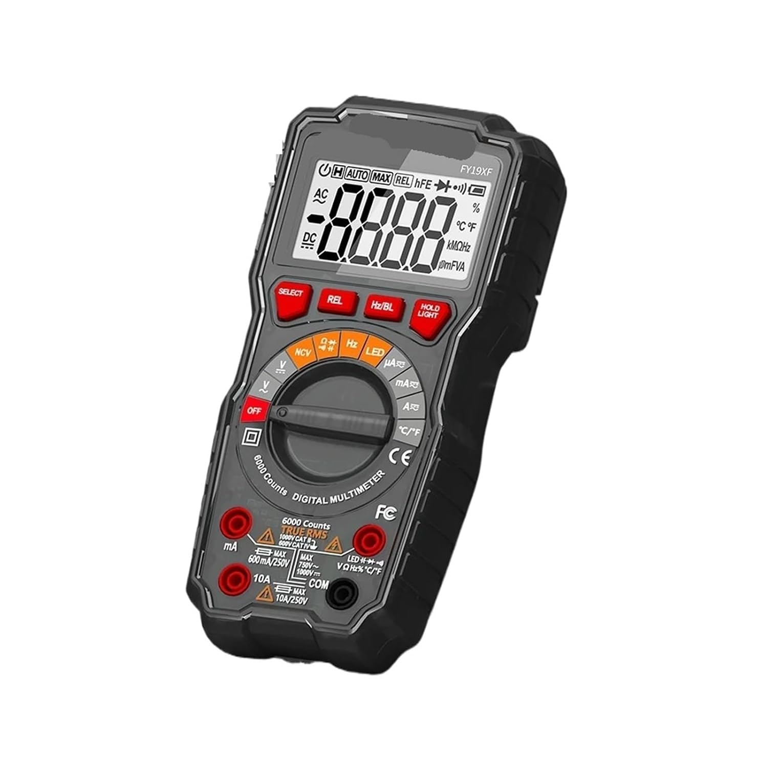 FY19XF 6000 Digital Multimeter with True Count, 1000V/10A DC/AC Voltage