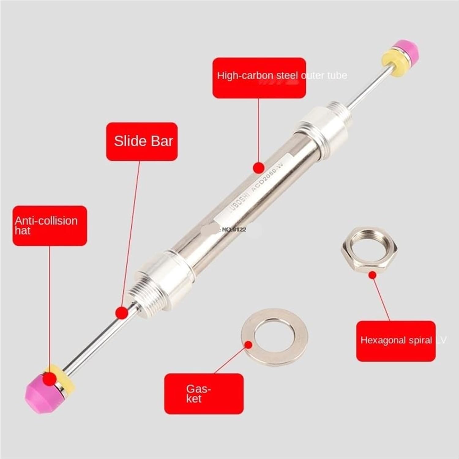 ACD Pneumatic Oil Pressure Shock Absorber Double Head ACD2030/ACD2050/ACD2050-W/ACD2035/ACD2050-2 1Pcs(ADC2035)