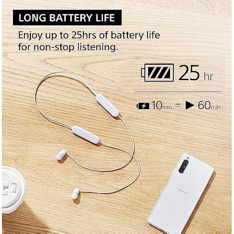 Sony WI-C100 Wireless in-Ear Bluetooth Headphones with Built-in Microphone, Black Black 상세이미지 2