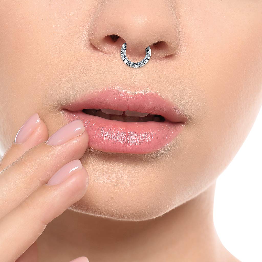 Taffstyle Piercing 585 Gold 14 Karat Clicker Scharnier mit Kristall | für Lippe Ohr Nase Intimbereich Augenbrauen Bauch