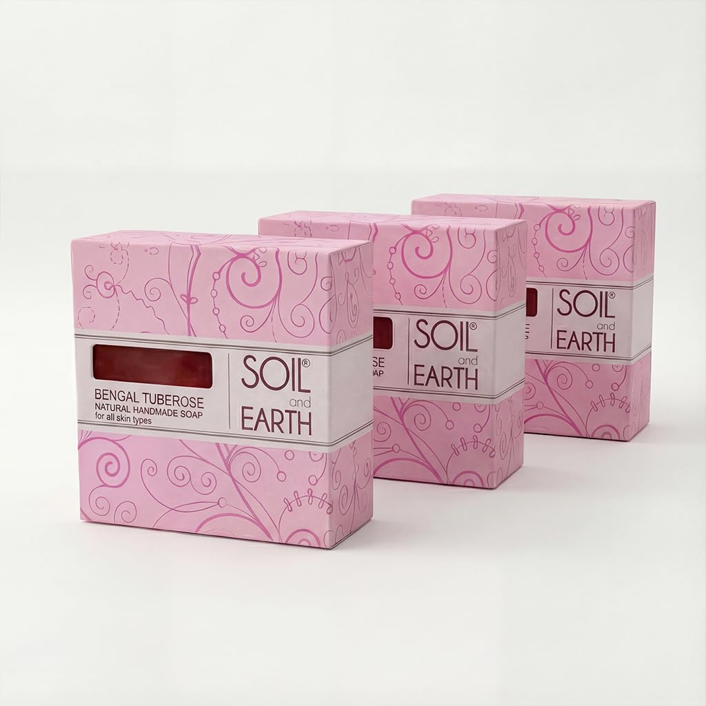 - Handmade Natural Bengal Tuberose Bath Soaps | For All Skin Types | Pack of 3 (3 X 125 gm/ 4.4 oz)