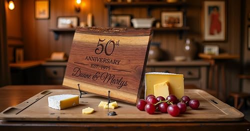Miniatura 3 de Personalized Cutting Board Wedding Gift Walnut Live Edge Rustic Display Engrave ANY YEAR Anniversary Unique Custom Bride Groom Newlywed Couple