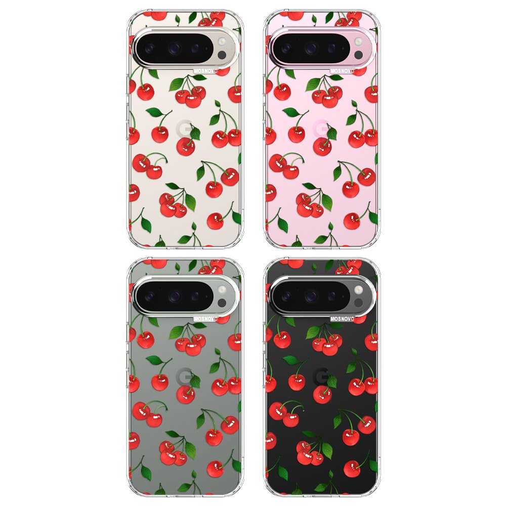 MOSNOVO Case for Google Pixel 10 & Pixel 10 Pro, [Buffertech 6.6ft Military-Grade Drop Protection] [Anti Peel Off Tech] Clear TPU Bumper Phone Case Cover Design - Cute Cherry — view 176