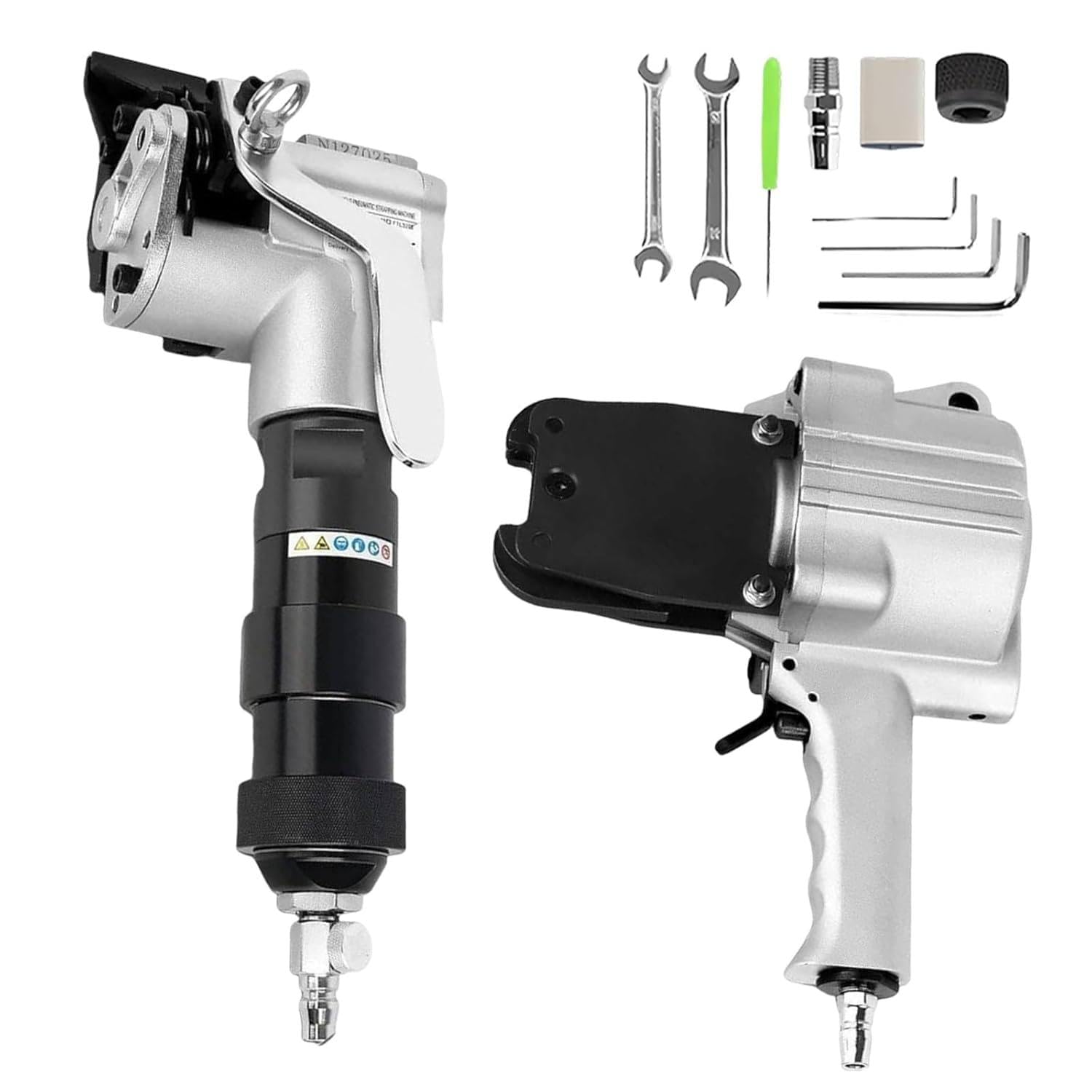 Oiyeknrd Pneumatic Steel Belt Strapping Machine, Split Type Tensioning and Sealing Unit, 0.75/0.98/1.26in Industrial Strap, Practical for Factory Processing and Goods Packing 25mm/0.98in