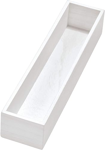 Miniatura 3 de iDesign Renewable Paulownia Wood Collection - Cubo organizador de cajones, 3.3 x 15 x 2.5 pulgadas, lavado blanco