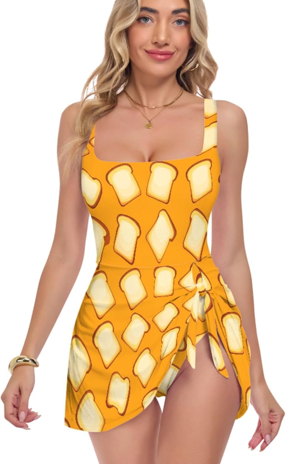 Bread Orange Women's One Piece Swimsuits Tummy Control Bathing Suits S A2302497