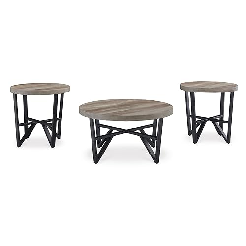 Deanlee Contemporary Table Set with Metal Frame, Set of 3,