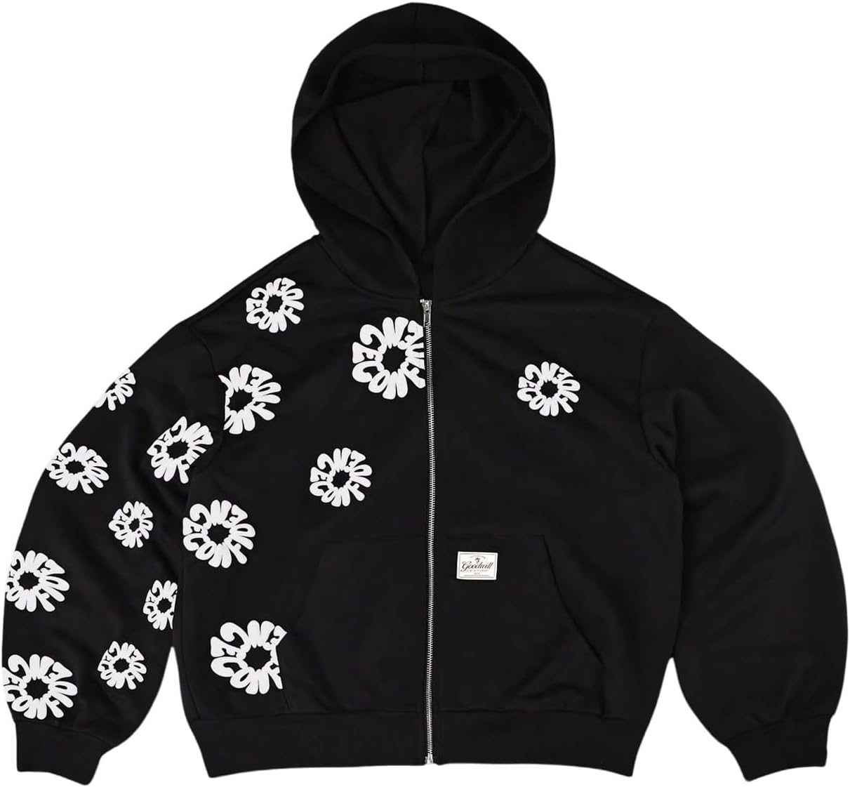 Verdusa Mens Zip Up Hoodies Drop Shoulder Hooded Sweatshirt with Pockets Streetwear