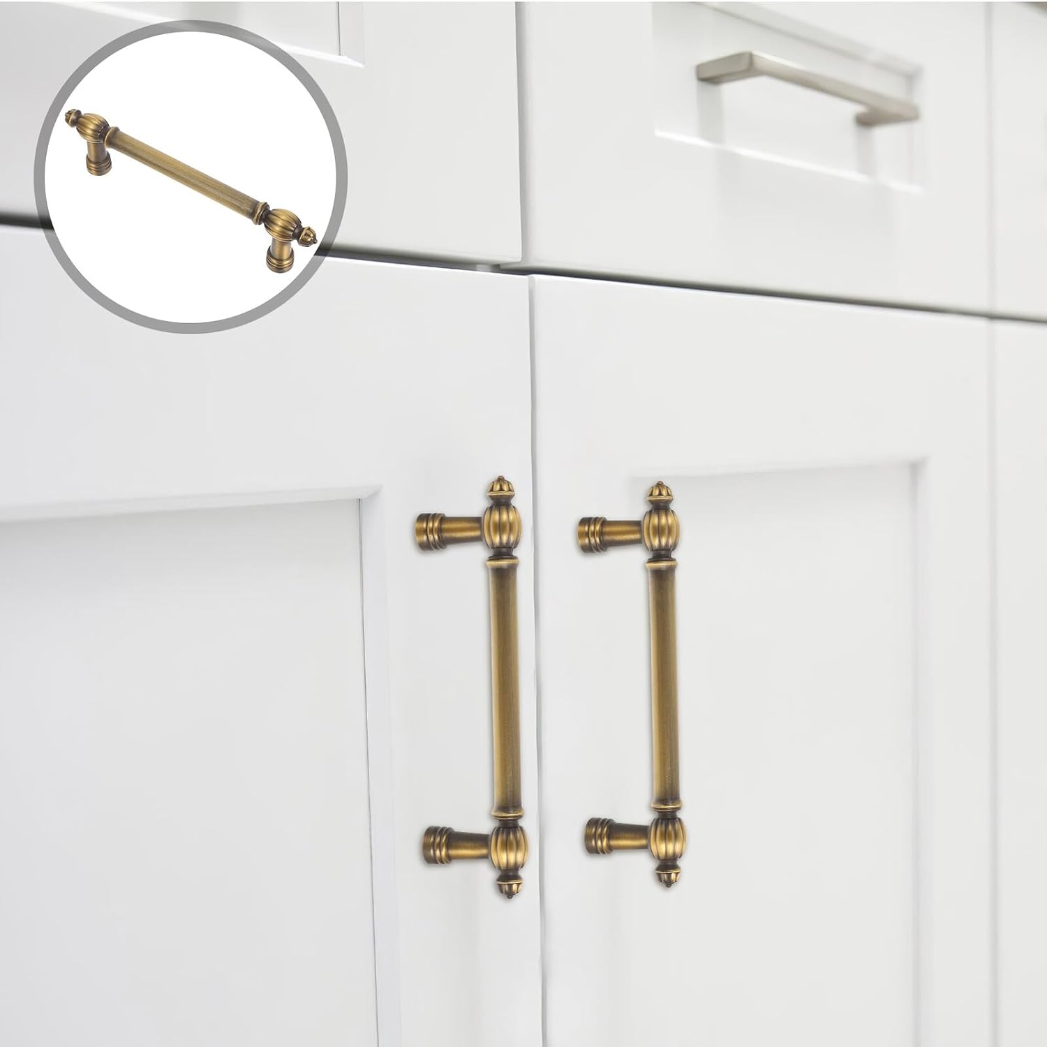 2pcs Vintage Cabinet Drawer Pulls Zinc Alloy Solid Furniture Handles for Wardrobe Dresser Kitchen Cabinet Hardware 96mm Hole Spacing
