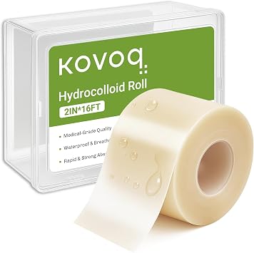 Hydrocolloid Roll Bandages for Wound Care, Kovoq Medical Grade Hydrocolloid Pimple Patches Tape Sterile and Waterproof, DIY Size & Shape for Acne, Pimple, Nose, Face 2in * 16ft