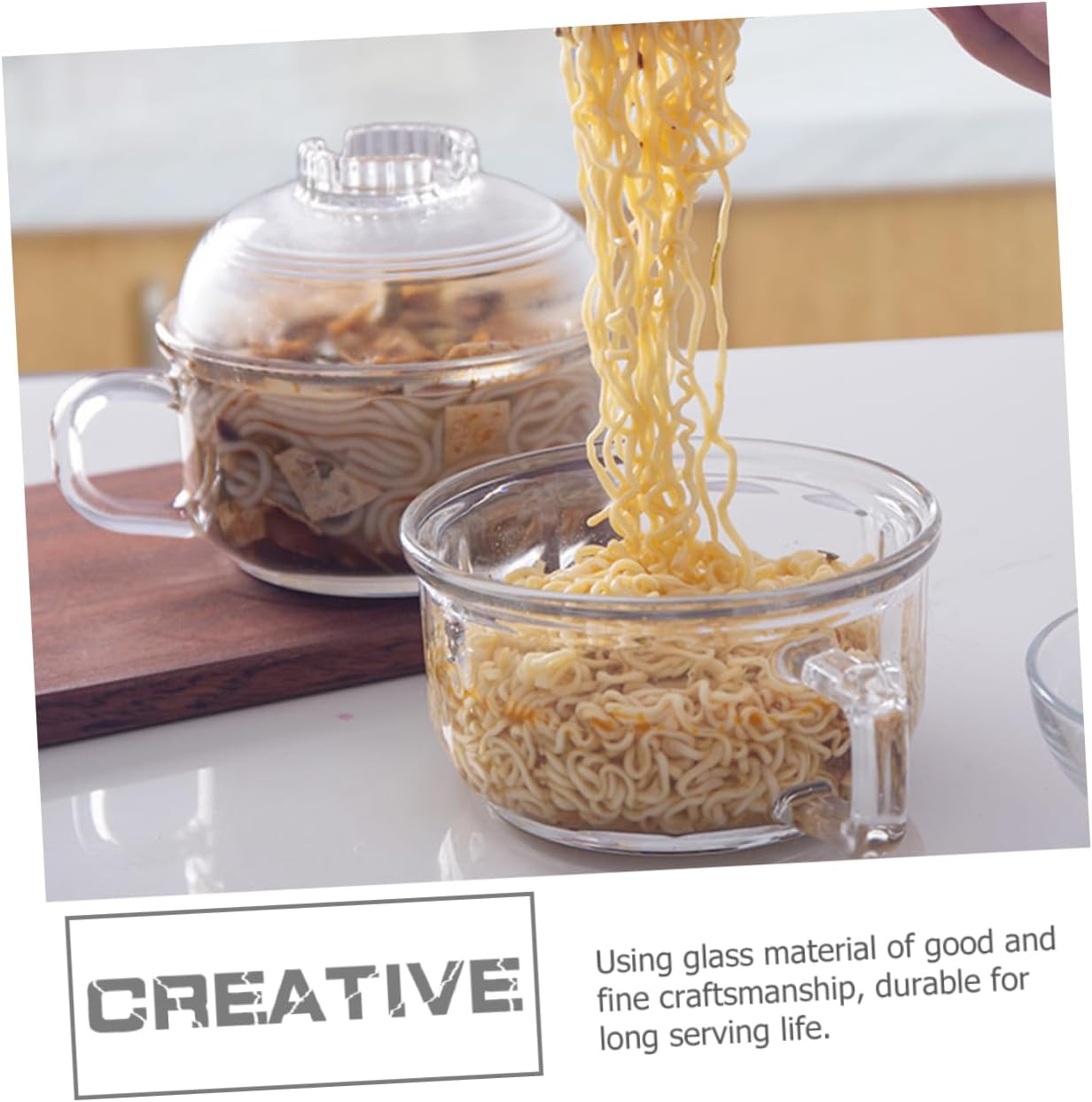 Tempered Glass Bowl Lid Style Glass Dishes for Salad Soup Snack Restaurant Home Use