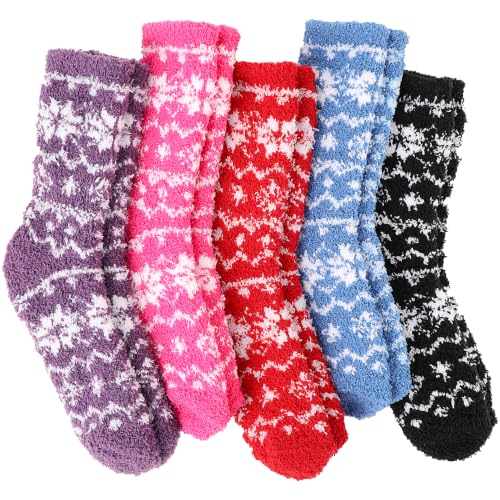 Image of Fuzzy Slipper Socks Thick Fluffy Warm Winter Cozy Plush Soft Sleep Home Socks for Women Men