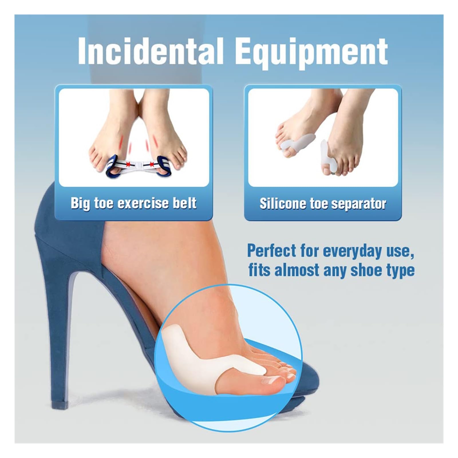 Corrector de férula ajustable para juanetes con perilla para corrección de hallux valgus, suministros ortopédicos para el cuidado de la pedicura (2 unidades)