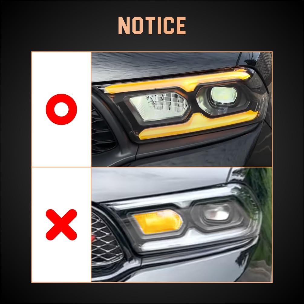 STARCLUSTER Headlight Assembly for 2021-2026 Dodge Durango, Driver Side(Left), Fit Factory LED Models Black Bezel Only, Replacement 68433783AE CH2502345, without Auto Leveling Headlamp